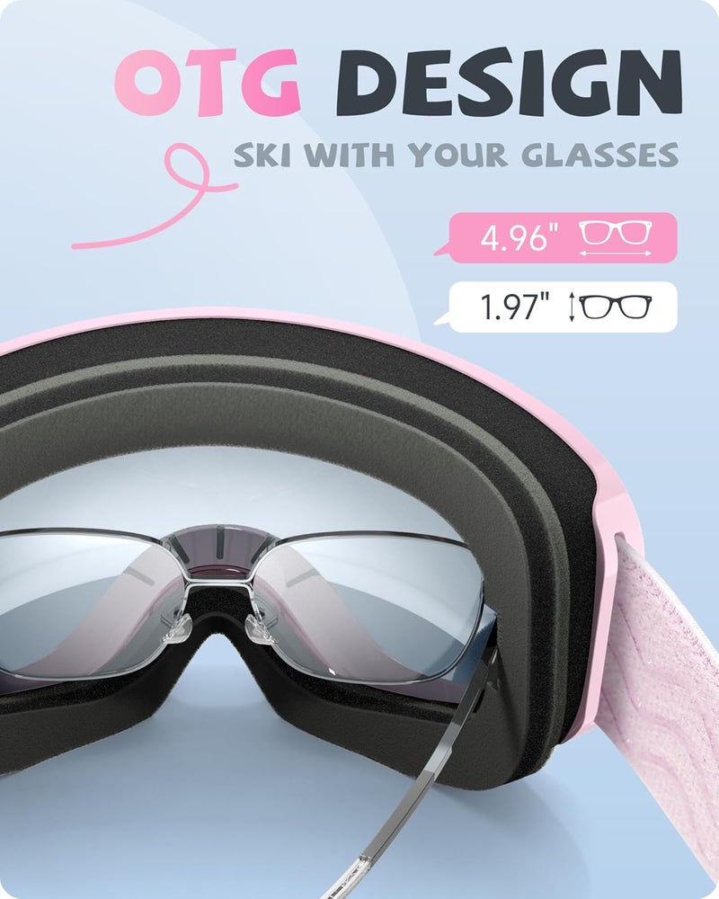 RIOROO Kids Ski Goggles for Boys Girls Aged 3-14, 100% UV Protection OTG Ski Goggles - Image 4